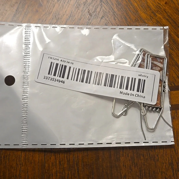 Bohemian Chic Geometric Dangle Earrings with Elegant Brown Mixed Pattern - Picture 4 of 4